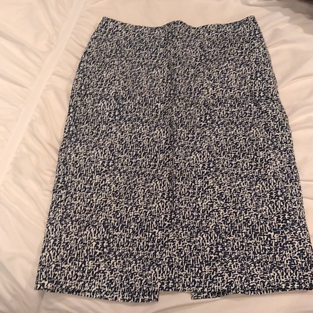 Blue & white pencil skirt